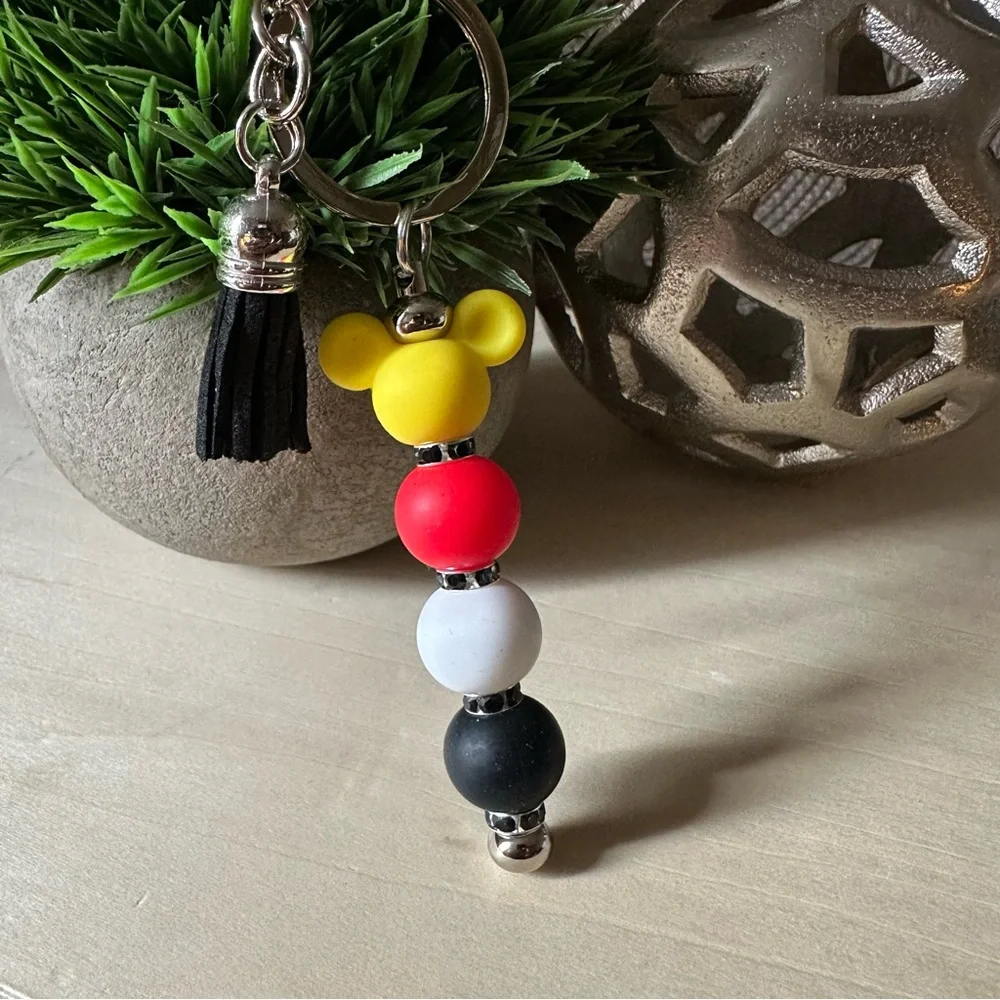 Mickey Mouse Keychain With Black Tassel